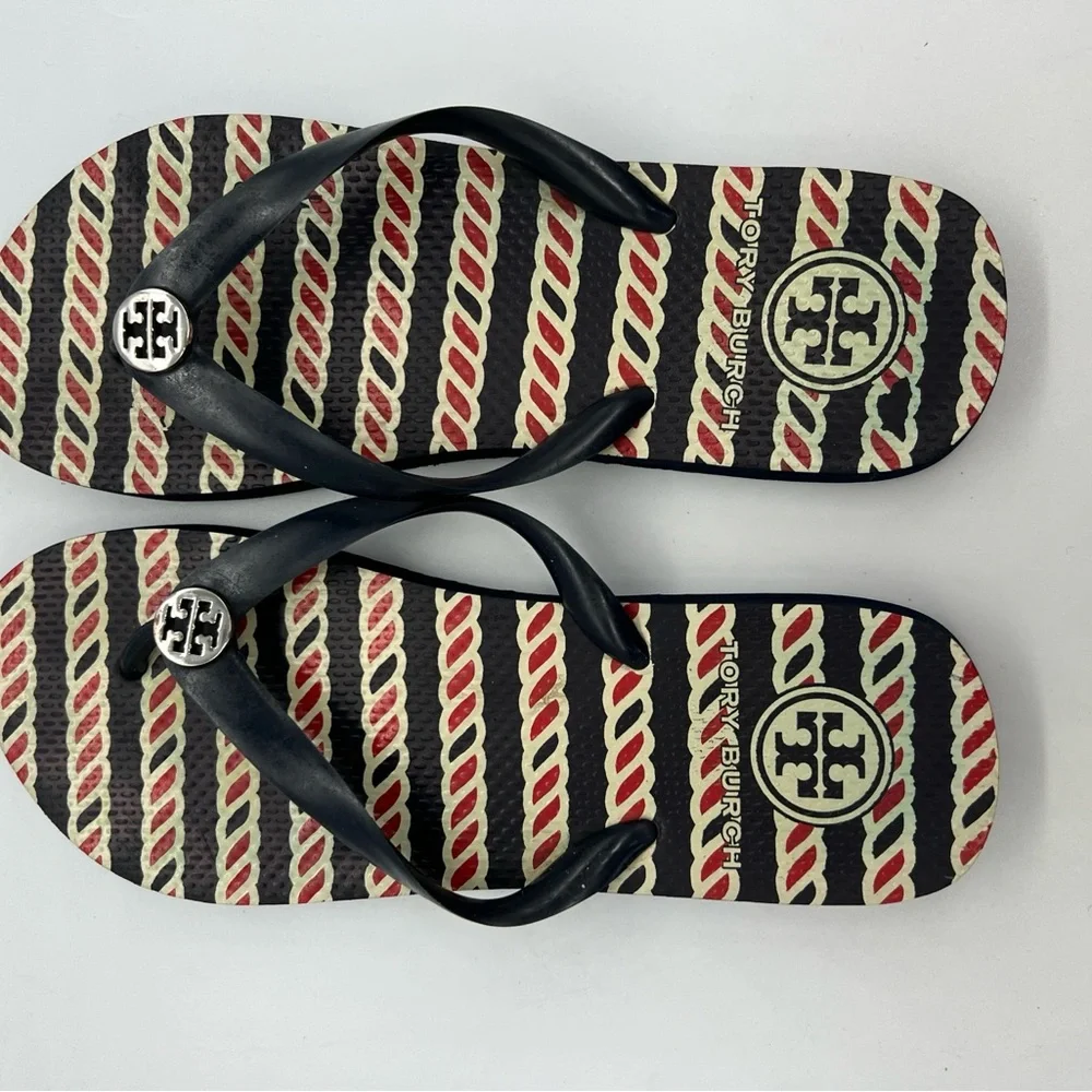 Tory Burch  Flip Flops with Rope Print Footbed - Picture 3 of 4